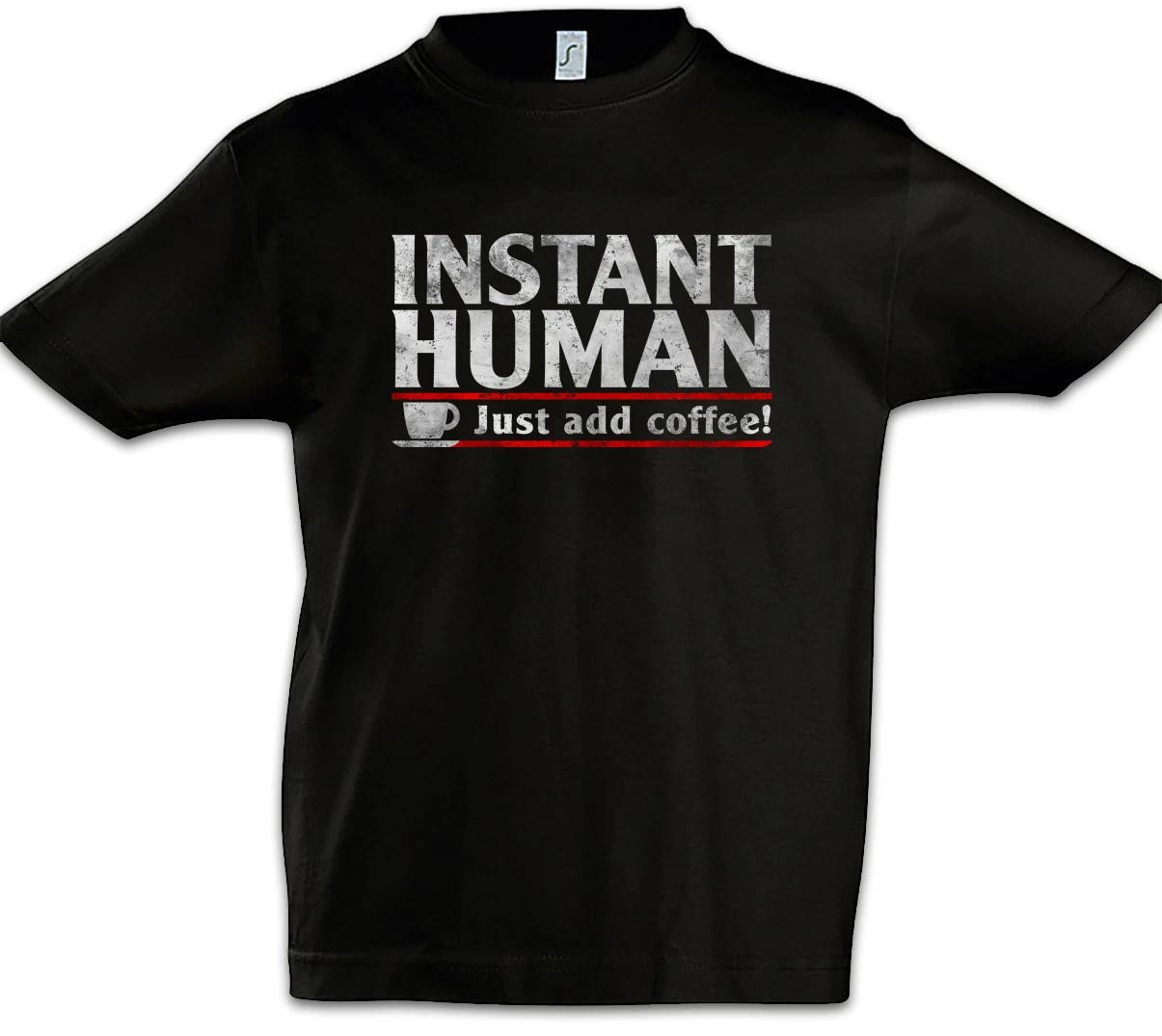 Instant Human Boys T-Shirt Fun Geek Nerd Science Scientist Engineer Coffee 130