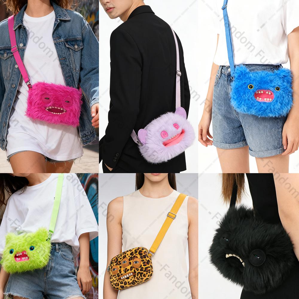 Fuggler Original Plush Shoulder Bag Wide Eyed Weirdo Screech Ugly Tooth Monster Big Head Crossbody Furry Backpack Birthday Gift