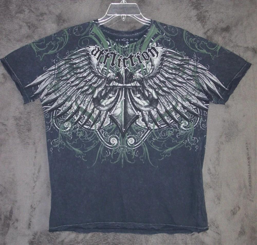

New men s summer European and American Gothic skull letter print soft and breathable round neck T-shirt outdoor street top S