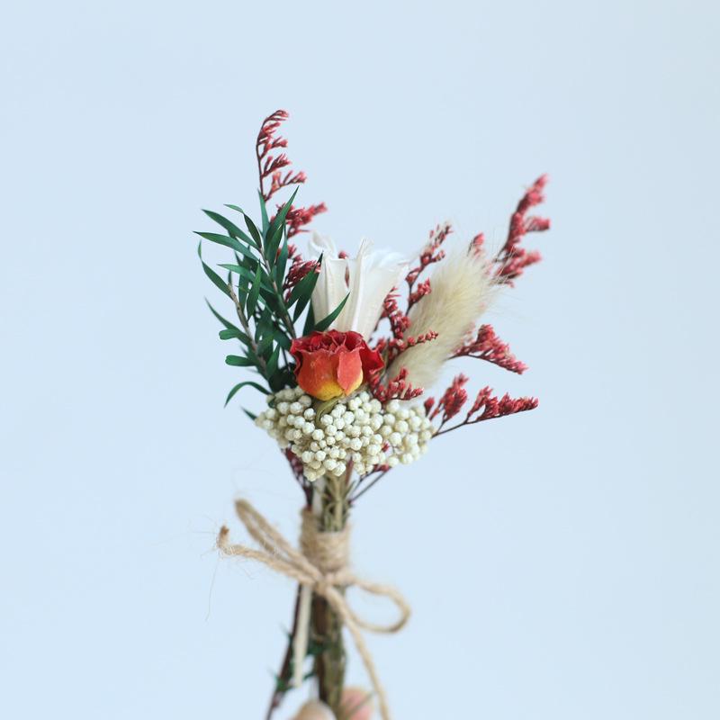 12cm Preserved Flower Boutonniere: Mini Bouquet for Bride, Bridesmaid, Wedding, Gift Box, Party Favor Decoration
