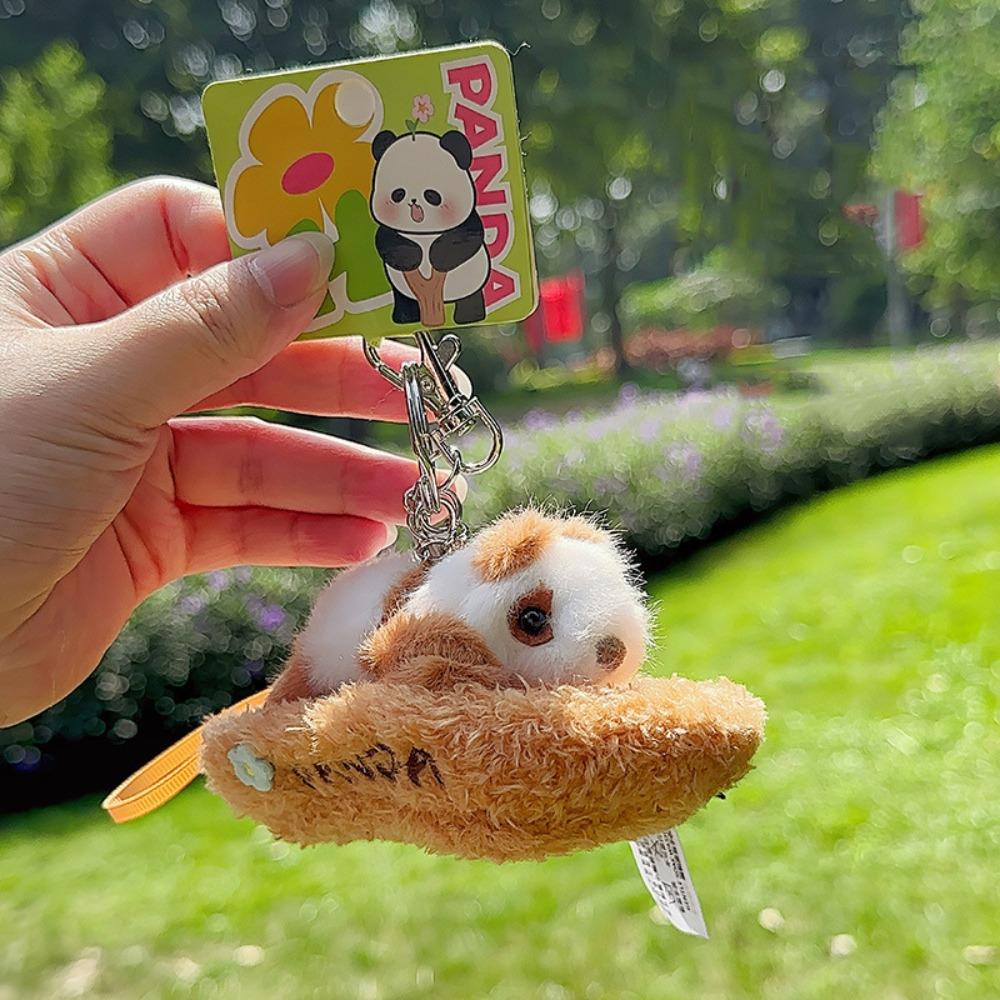 PP Cotton Baby Panda Plush Pendants Sleeping in Cradle Full Moon Panda Keyrings  Female Lady Girl