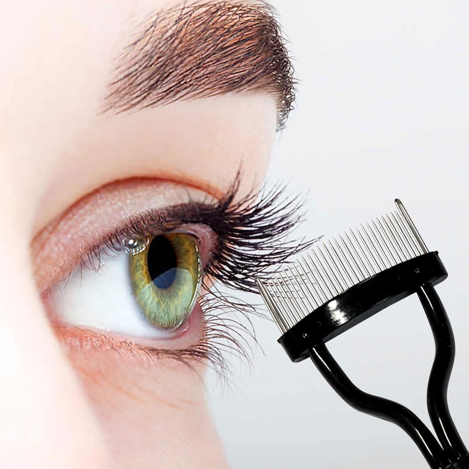 Eyelash Comb Eyelash Separator Mascara Applicator Eyelash Definer With Comb Cover Arc Designed Cosmetic Brushes Tool Black (1PCS)