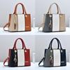 Crossbody Pu Tote Bag With Color Block Design For Daily Use