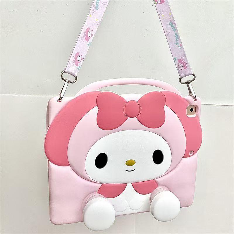 For IPad 9 8 7th Air Mini 2 3 4 5 6 10.9 Pro A16 11 Inch Child Case Cartoon Hangyodon Bracket Silicone Tablet Protective Case