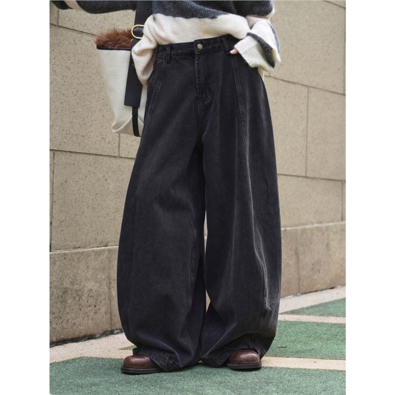 Johnature Balloon Jeans Loose Stylish Casual Autumn Winter Korean Vintage Fashion Denim Pants