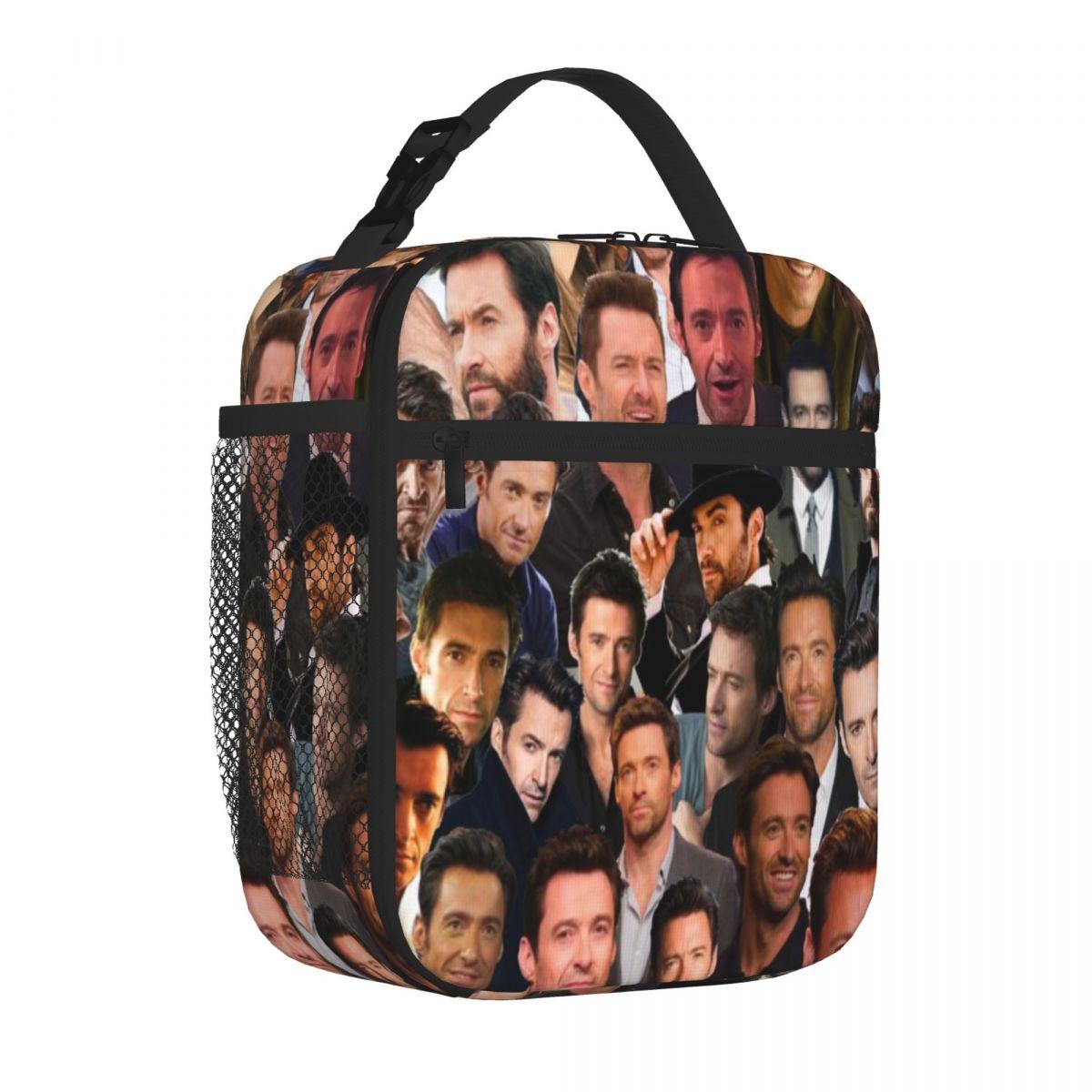 Bestselling Hugh Jackman Photo Collage Insulated Inner Commuter Lunch Bag Errand Run Compact Lunch Bag One Size