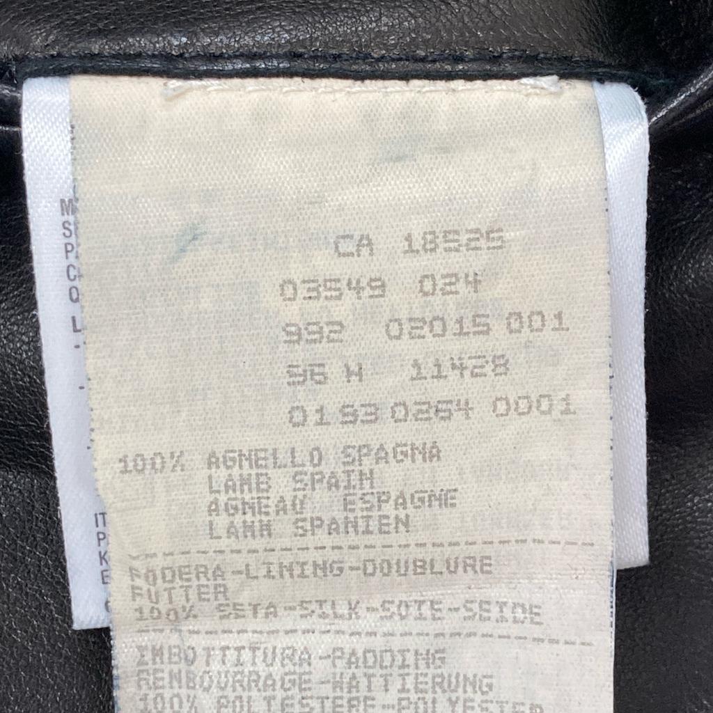 Giorgio Armani Black Navy Tag Leather Collarless Zip Jacket Jacket 40 blackUsed