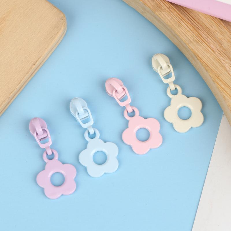 10Pcs Cute Little Flower Zipper Head For #3 Nylon Zippers Suitable For Home Sewing Diy Handmade Zipper Replacement