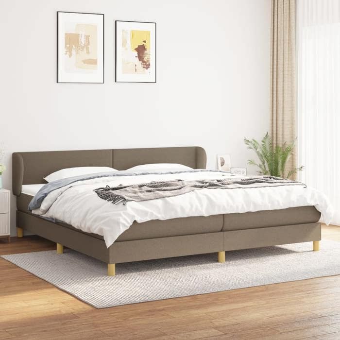 Maison Exclusive - Sommier à lattes de lit avec matelas Taupe 200x200 cm Tissu