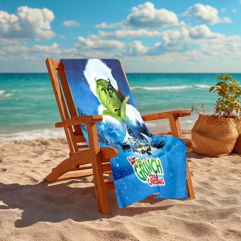 Christmas Gift Oscar Comedy Movie How the Grinch Stole Christmas soft beach towel outdoor camping vacation swinging beach scarf decorative blanket B22