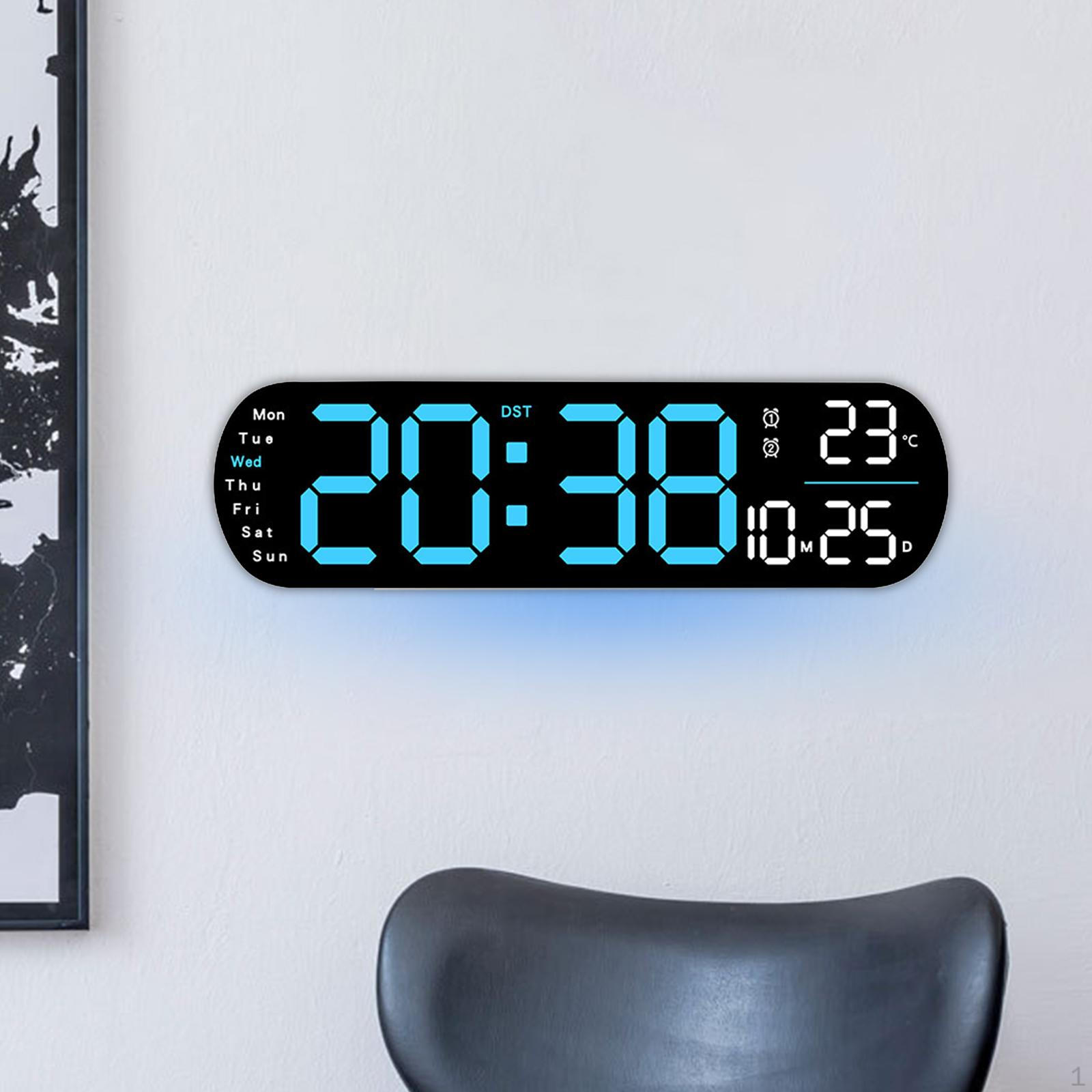 

Цифровой будильник с цветным окружающим освещением, светодиодный дисплей, температура, дата, неделя для общежития Blue