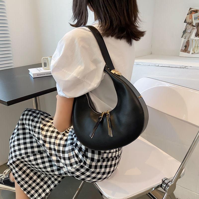 Luxury Half-moon Underarm Bag for Women PU Leather Shoulder Bag Autumn Winter Crossbody Bag