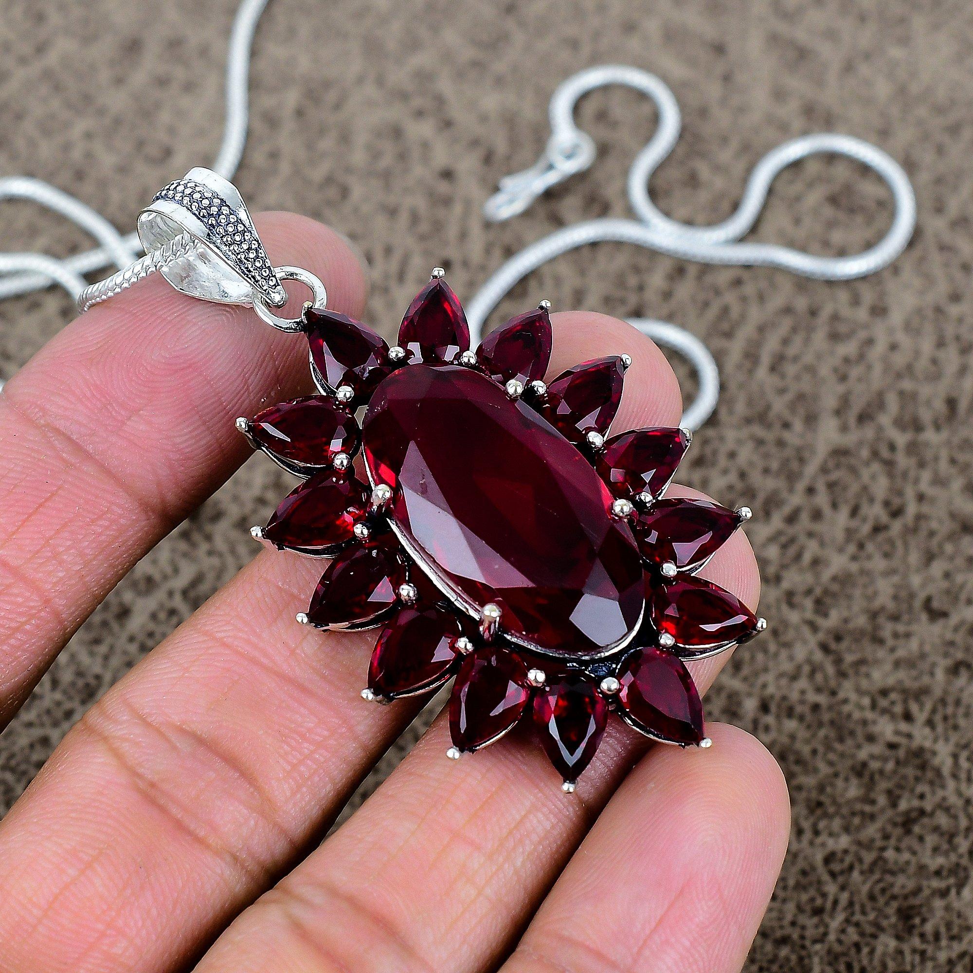 

Garnet Gemstone Handmade 925 Sterling Silver Jewelry Pendant 2.48 KKG-297