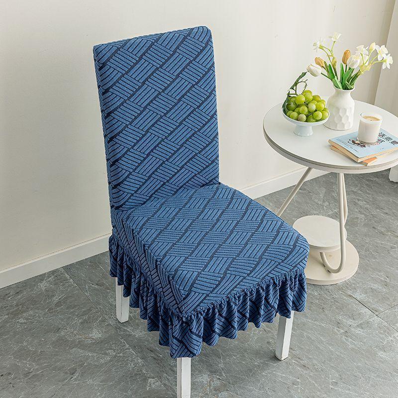 

Skirted Chair Cover Solid Color Knitted Snug-Fit Integrated Backrest Elastic Chair Cover Eco-Friendly Printing Chair Protector 1 piece