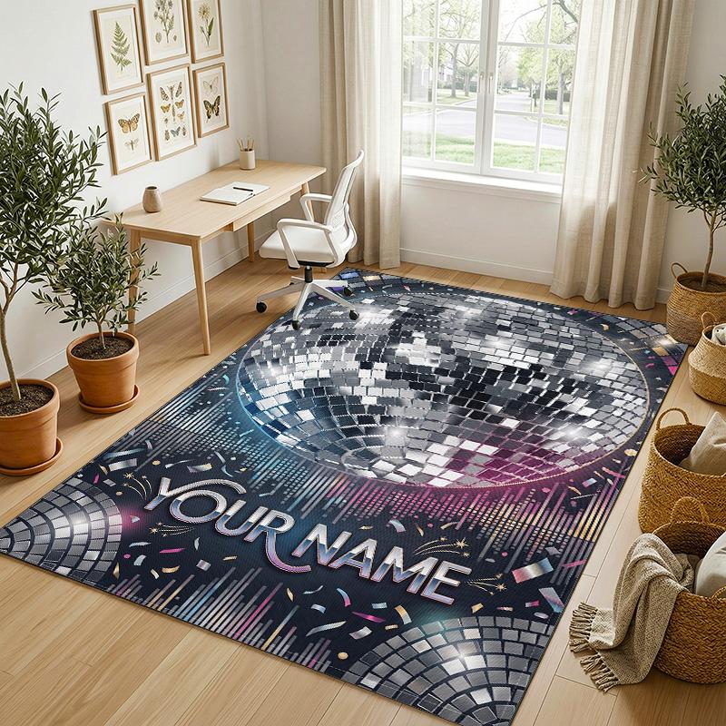 Dinosaur Alphabet Theme Soft Crystal Velvet Rug Custom Name & Text Print Non Slip Floor Rug for Bedroom Living Room