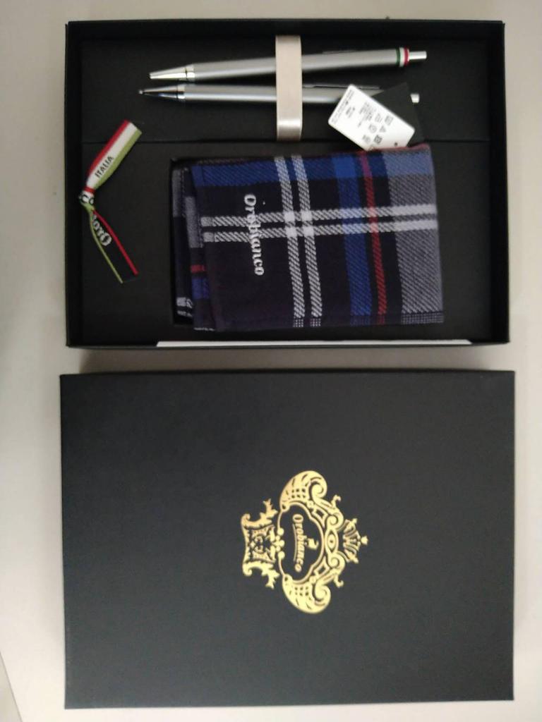 Orobianco Freccia Gift Set Ballpoint Mechanical Hand and Handkerchief (Gunmetal) - Pen, Pencil, Towel, (1953803)