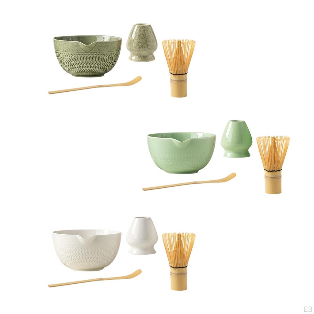 Matcha Preparation Kit Featuring Bowl, Spoon, and Bamboo Whisk Accessories