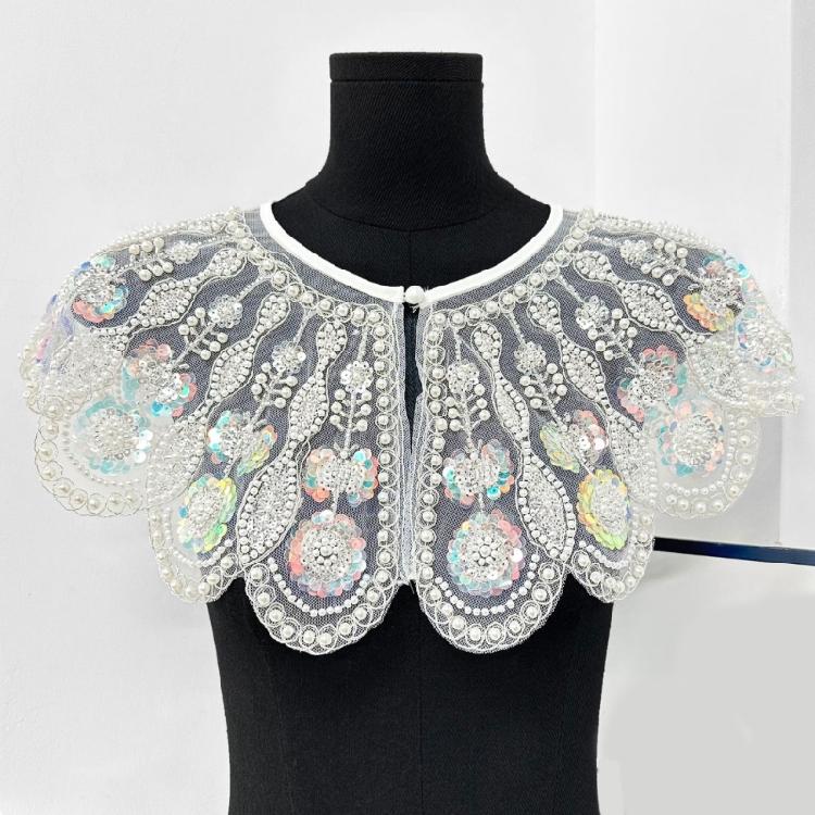 Dazzling Bead Decorated Detachable Neckpiece Fashion False Collar Party Shawl Collar For Dresses Jackets And Sweaters
