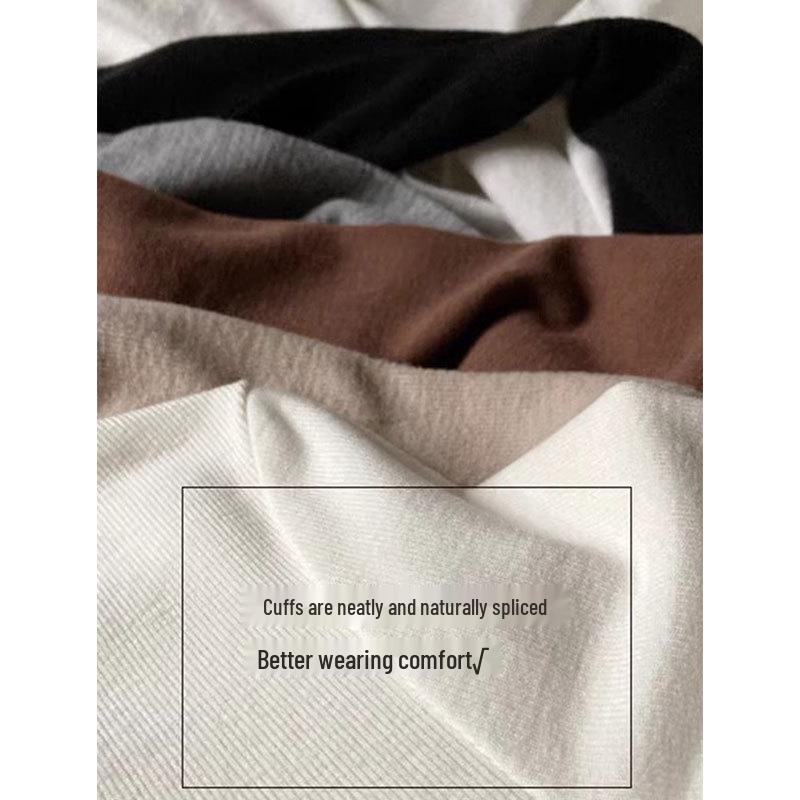 T-shirt à col roulé à manches longues ajusté en velours Renard Argenté - Haut chaud de couleur unie pour femme Automne/Hiver
