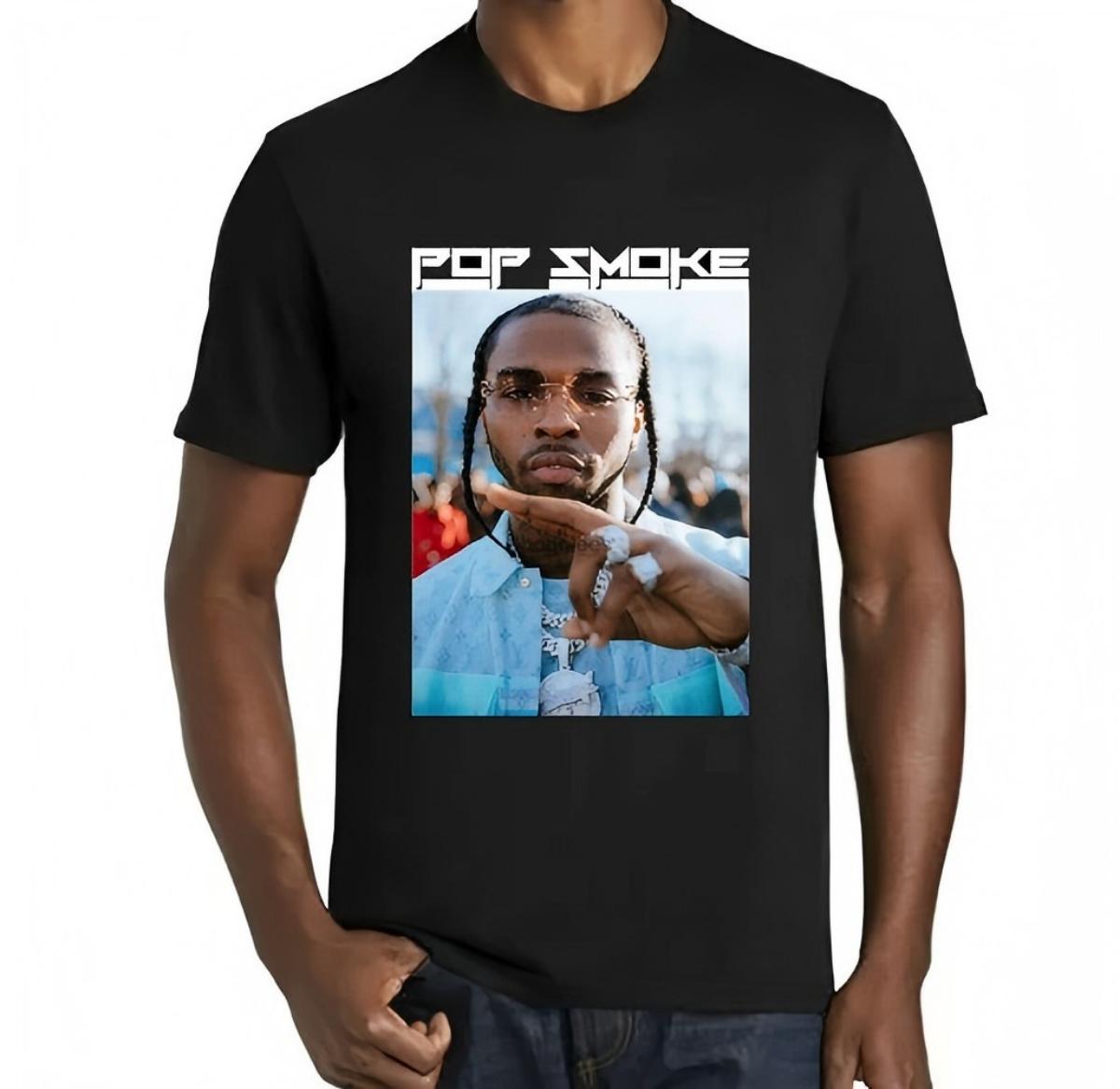 Pop Smoke Portrait Hip Hop T-Shirt M чёрный