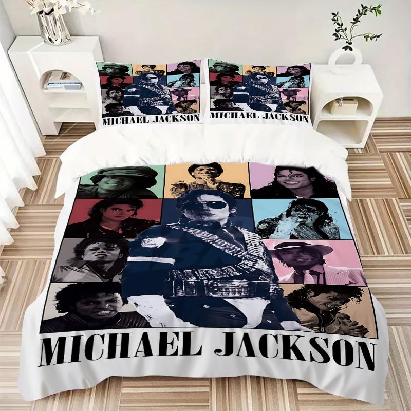 Michael Jackson Artistische Entwicklung Druck 3-teiliges Bettwäsche-Set Bettbezug mit 2 Kissenbezügen Heim-Geburtstagsgeschenk
