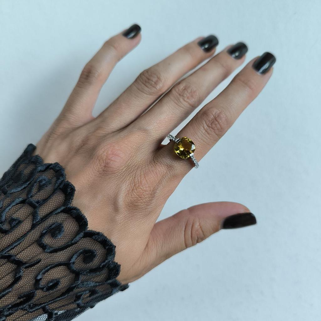 Серебряное кольцо с цитрином nano, вес изделия 2,14 гр (2190134)