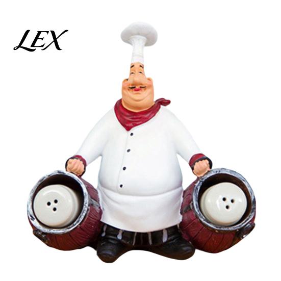 Cartoon-Koch-Dekorationsfigurine, Harz-Arbeitsplatten-Tischdekoration, Lustige Statue mit Küchen-Deko-Ornament Gewürzflasche/Flaschenöffner/Nachricht