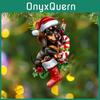 Acrylic Christmas Dachshund Car Pendant With Cute Cartoon Style For Auto Interior Decor