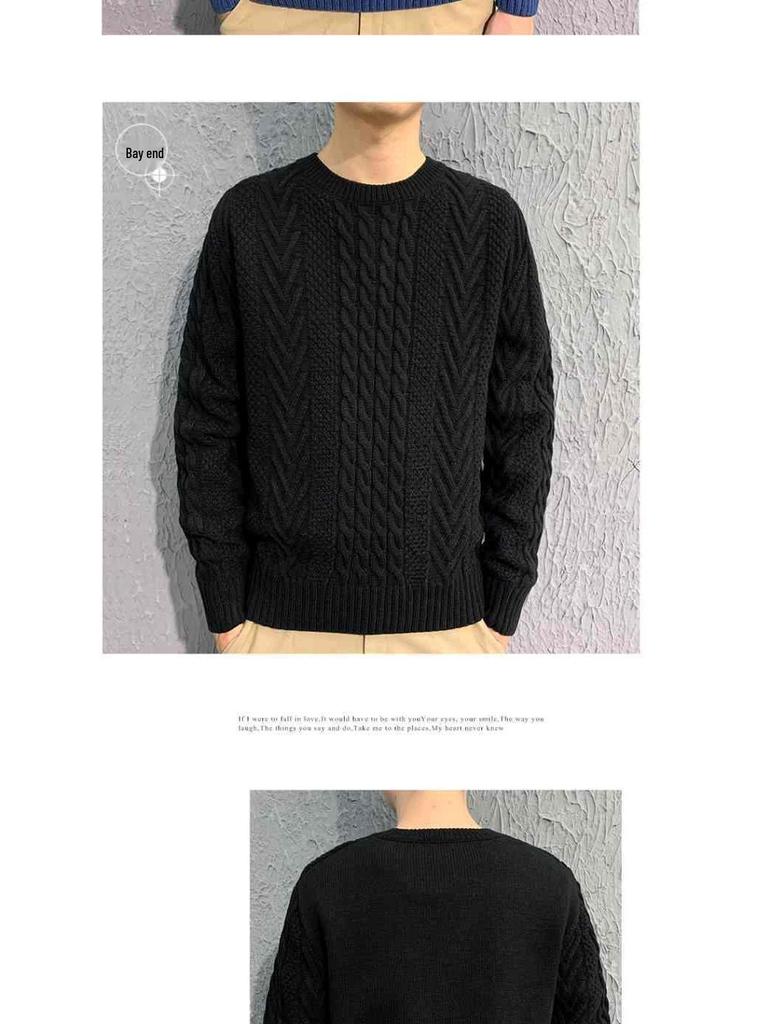 2025 Herbst/Winter Herren Grobstrick Zopfmuster Strickjacke - Koreanischer Stil Locker Strickware für Paare