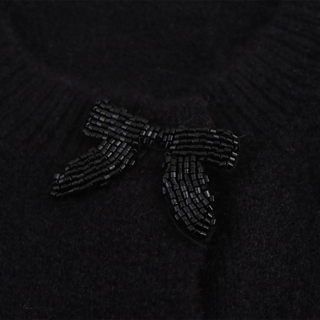 2025 Spring Women's Cardigan: Sweet Bow-Embellished, Round Neck, Long Sleeve Knit