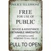 Vintage Police Phone Box Metal Poster, Wall Art for Bar Garage Man Cave Gift