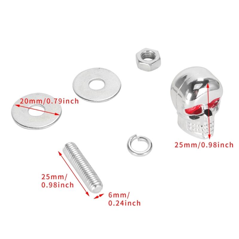 6er-Pack Universelle Motorrad-Kennzeichenschrauben Totenkopf-Design Rostfrei Aluminium Starke Befestigungselemente für Auto LKW SUV