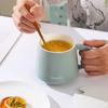 Matte Black Ceramic Coffee Mug with Lid and Spoon