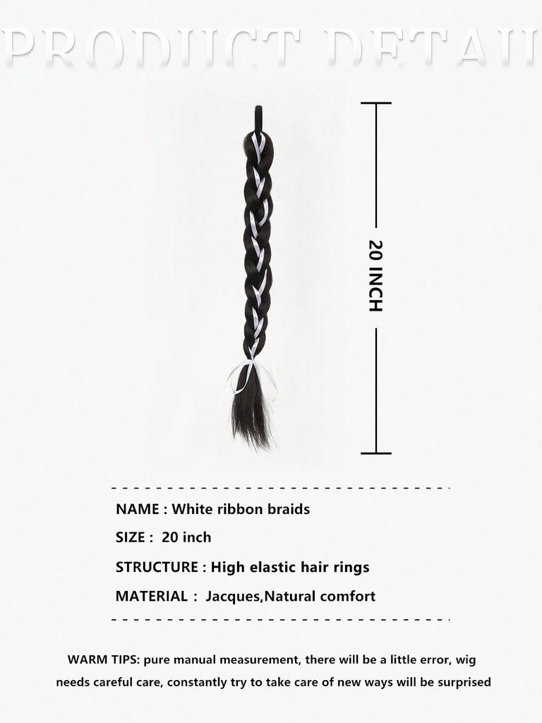 Perucă cu coadă de cal din păr împletit sintetic, cu panglică