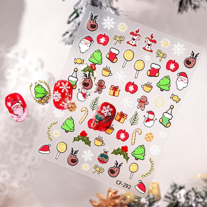 Cyansea New Year Cute Cartoon Snowman & Reindeer Nail Art Stickers Exquisite Packaging CF-292