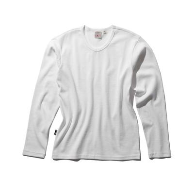 Camiseta V-Neck Larga Mini Waffle Tamaño Mini Waffle Diario, Hombre, Pequeño, 6163584, Blanco, Manga, Estampado.