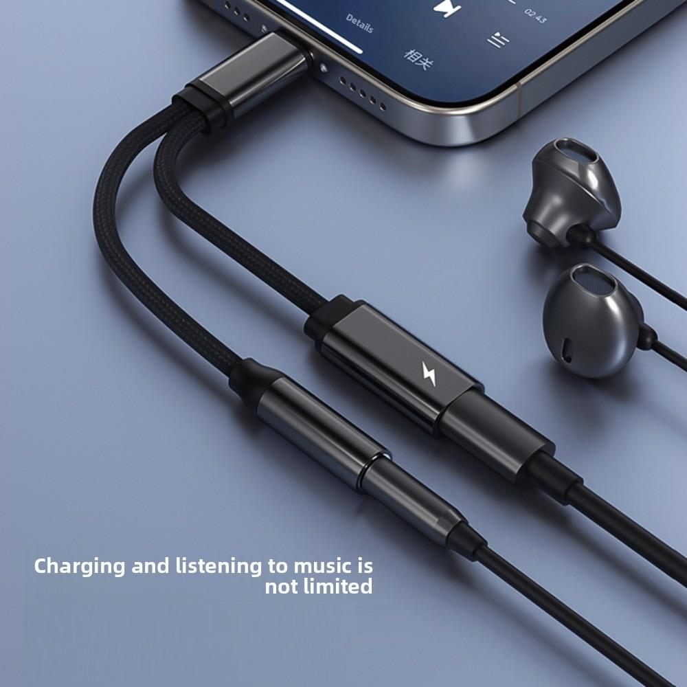 Universal 2 in 1 USB C Splitter PD 60W Type-C To AUX Adapter USB C To 3.5mm Adapter  Fast Charging