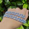 Silver Blue 14MM Cuban Link Necklace and Bracelet - European & American Hip Hop Fashion Trend Jewelry