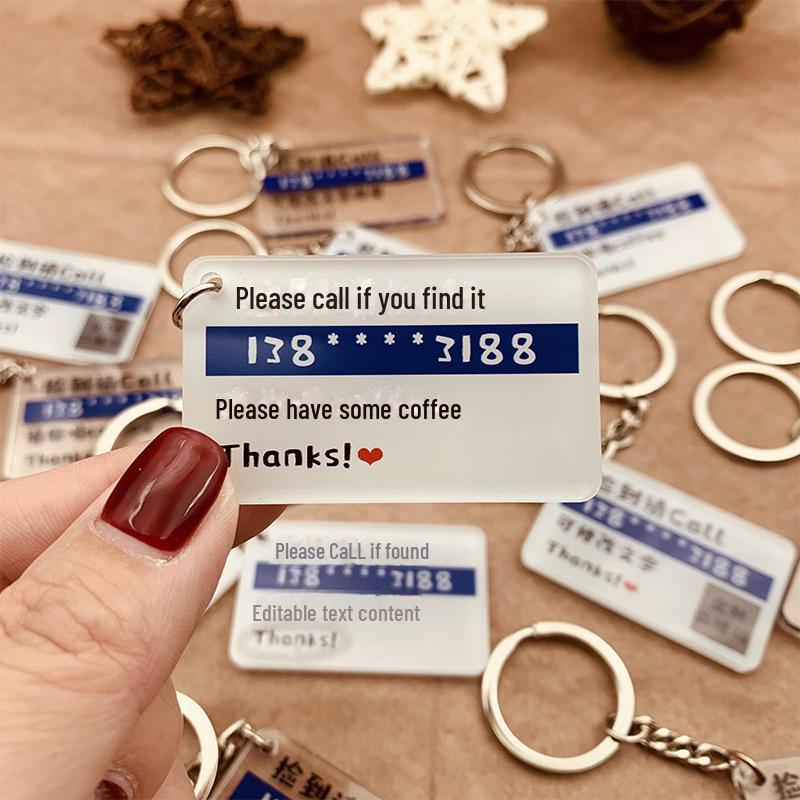 Creative Acrylic QR Code Keychain & Contact Card Pendant – Lost & Found Accessory for School Bags