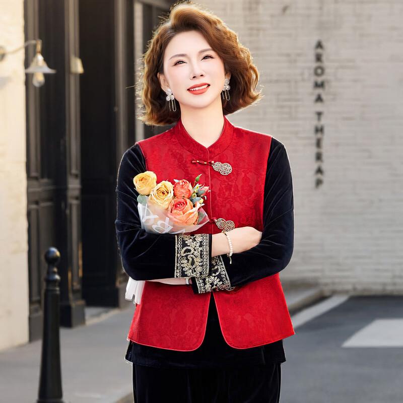 Yalu Women s Embroidered New Chinese Style Golden Velvet Apparel 4XL