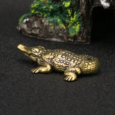 Brass Alligator Figurines Miniatures Home Decoration Antique Copper Alligator Statue Desktop Ornament Tea Pet Collection Crafts