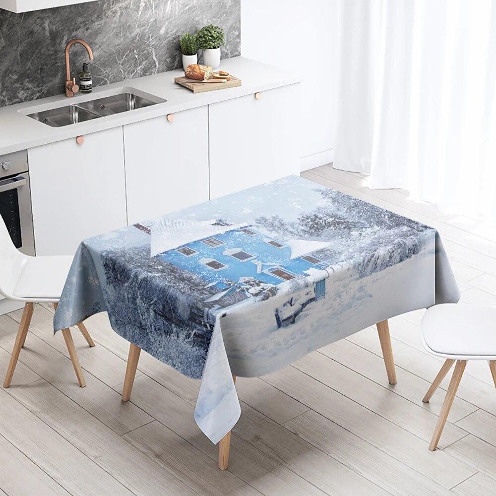 Winter snow tablecloth beautiful  anti-fouling waterproof rectangular kitchen table home decoration