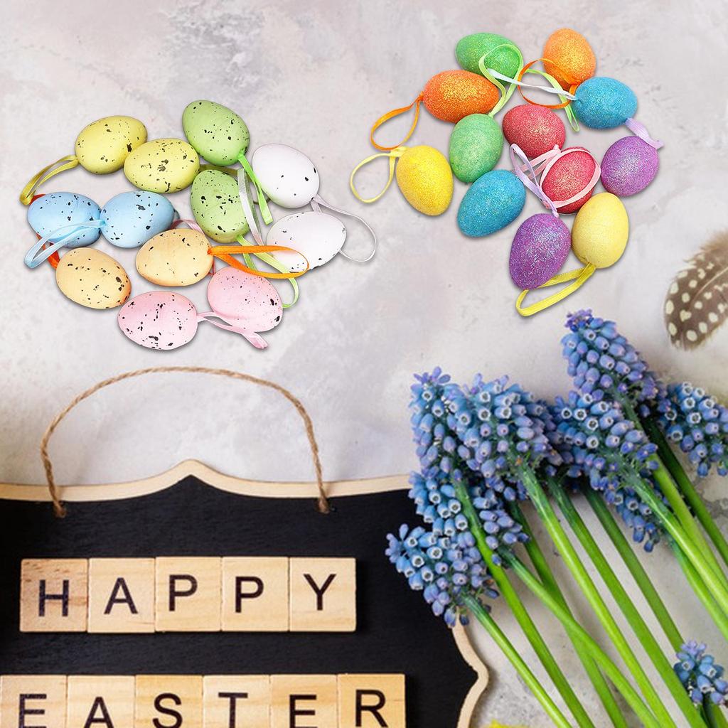 12x Easter Decorations Tree Ornament Colorful Foam Party Decoration Easter Decoration for Party Kitchen Holiday Easter Decor