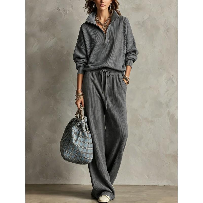 Womens 2026 Fall Winter Solid Color Loose Hoodie Pants Set Casual Sporty Outfit