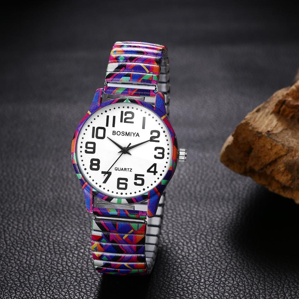 Stylish, Popular, Waterproof Watch with Analog Display, Colorful Numbers, Stainless Steel Strap, Adjustable Length, and Quartz Movement for Men and