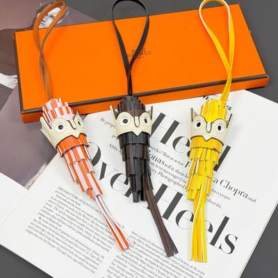 New Cross-border Leather Fringed Owl Bag Pendant Hand-sewn Luggage Key Car Jewelry Pendant