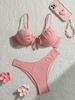 Fashion Sexy Pink Brazil Bikinis Women Split Swimsuit Beach Vacation Bikini 2026 New All Season Backless Bikini 2 Piece Set