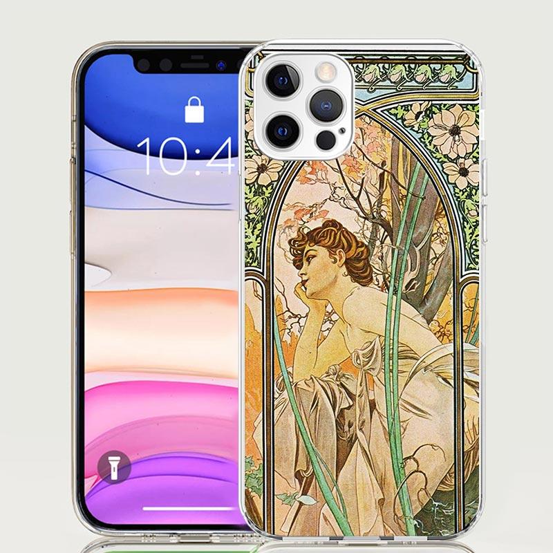 Alfons Mucha Primavera Case Phone Cover for Apple iphone 16 15 14 13 12 Mini 11 Pro Max 16E X XS XR 7 Plus 8 + SE 2020 Trend Fun