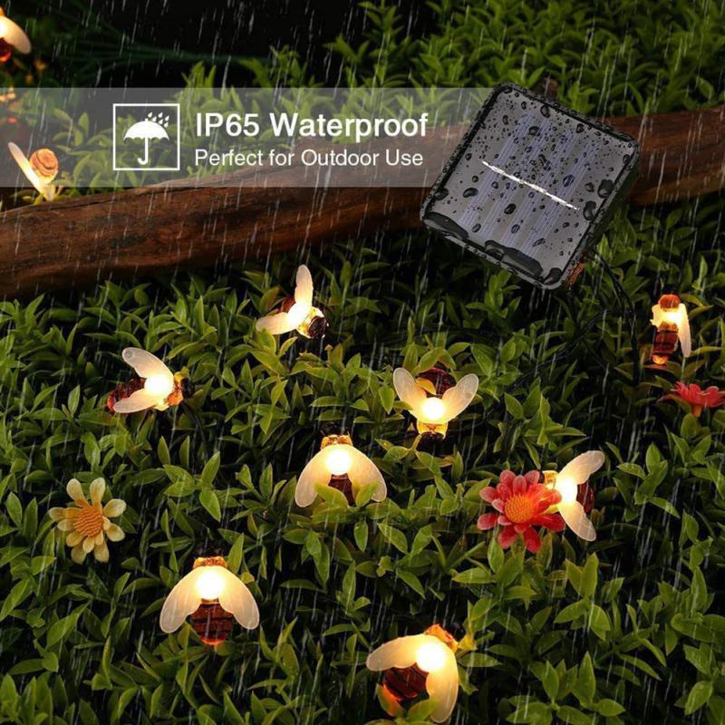 Bee Shape Led Solar String Lights Energisparende Utendørs Lights For Gjerde Plen Patio Garden