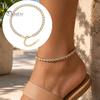 Sparkling Zircon Anklet 4mm Cubic Zirconia Classic Tennis Bracelet, Adjustable Rhinestone for Women, Hypoallergenic Dainty Ankle Bracelet Foot Jewelry
